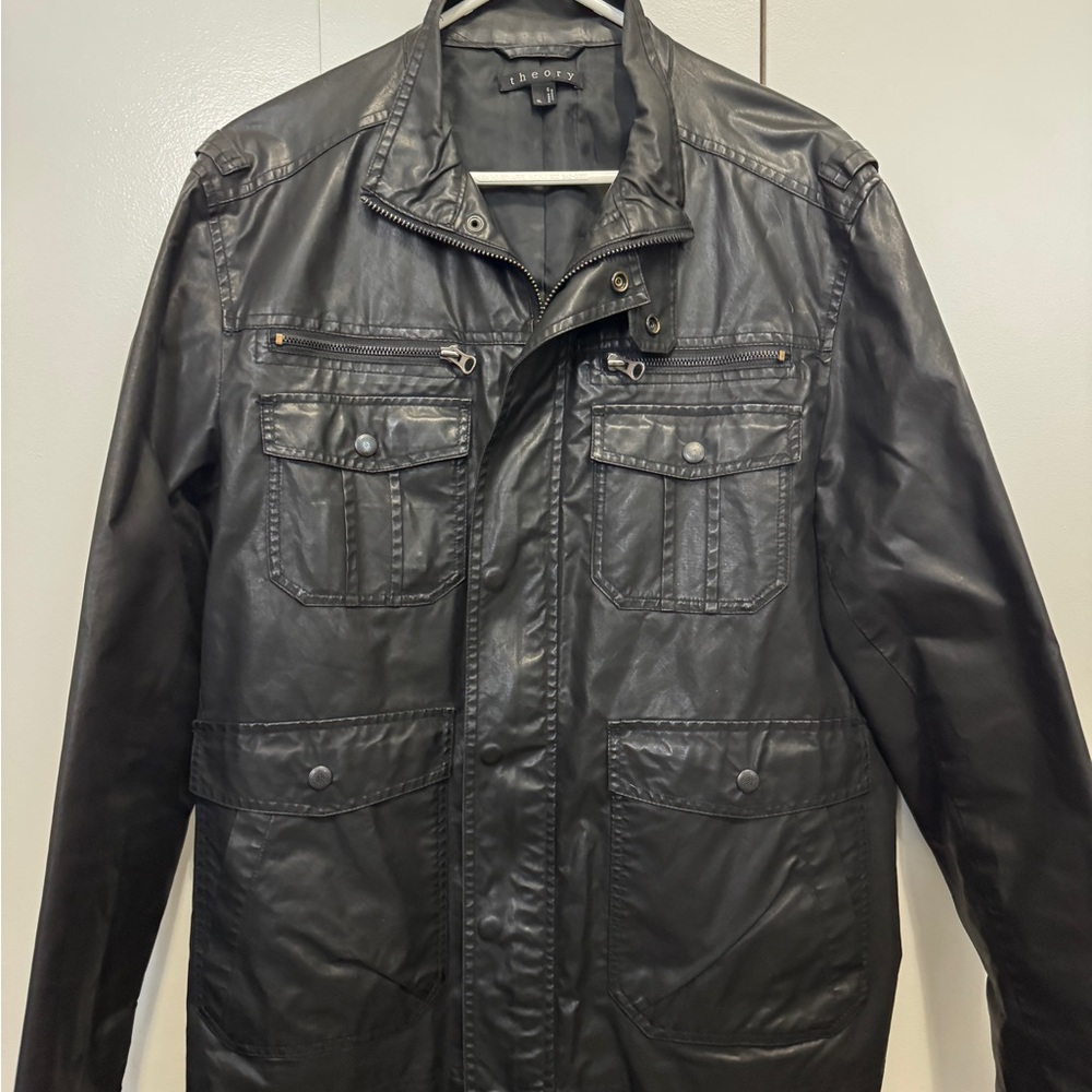 Men's Theory Black Faux-Leather Jacket
